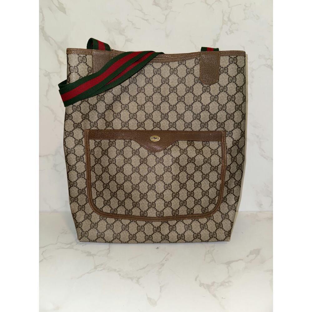 Gucci Vintage GG Supreme Monogram Sherry Cloth Tote - Good Condition